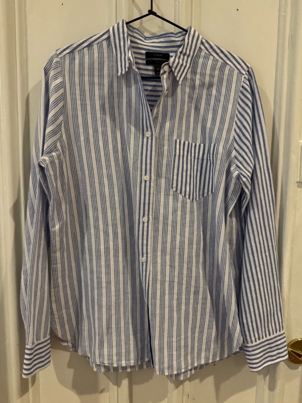 J. Crew Mixed Stripe Linen Relaxed Boy Shirt - Women’s Size 10